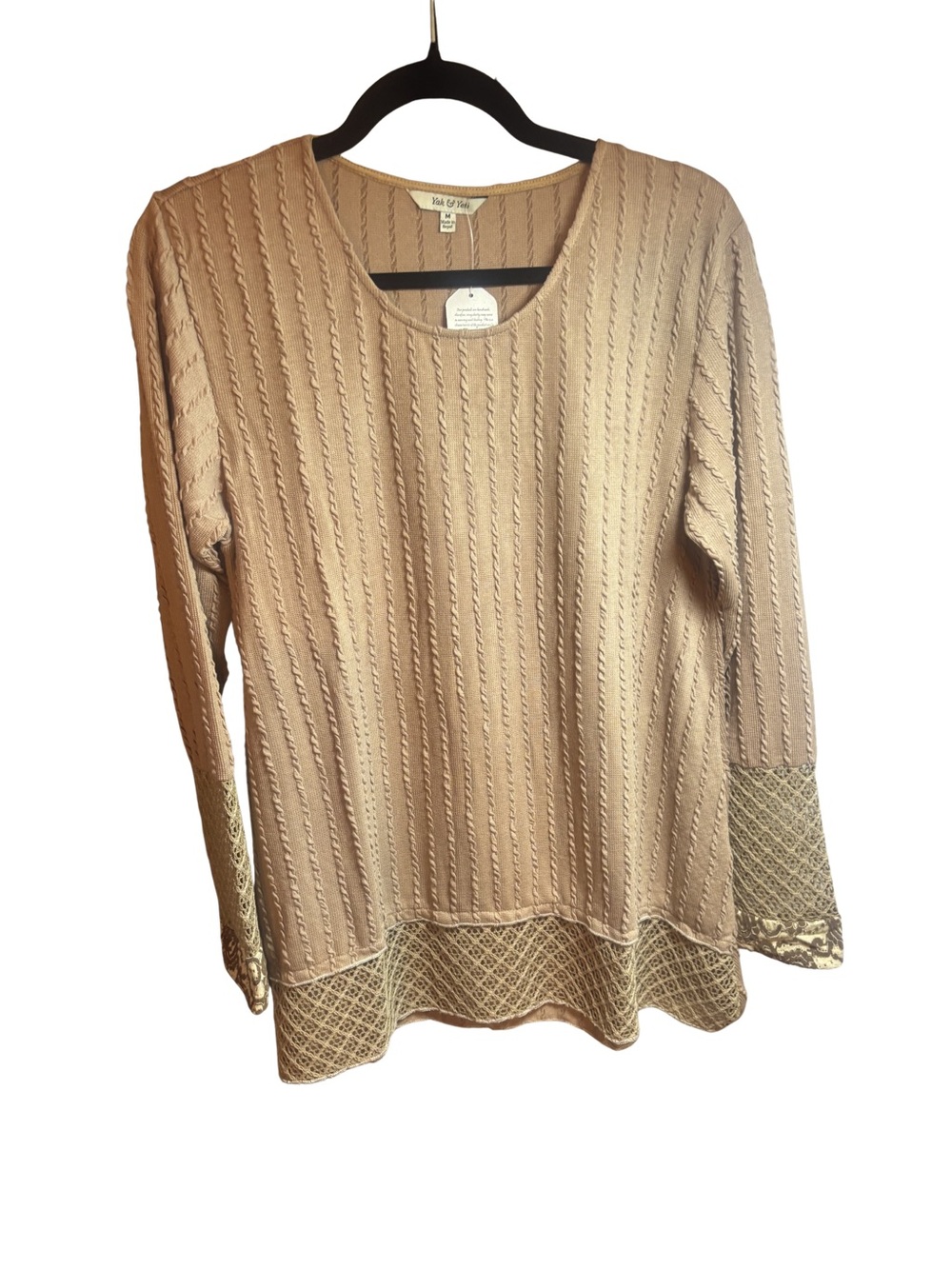Yak & Yeti Soft Knit Camel Color Tunic Top Size Medium or XL NWT